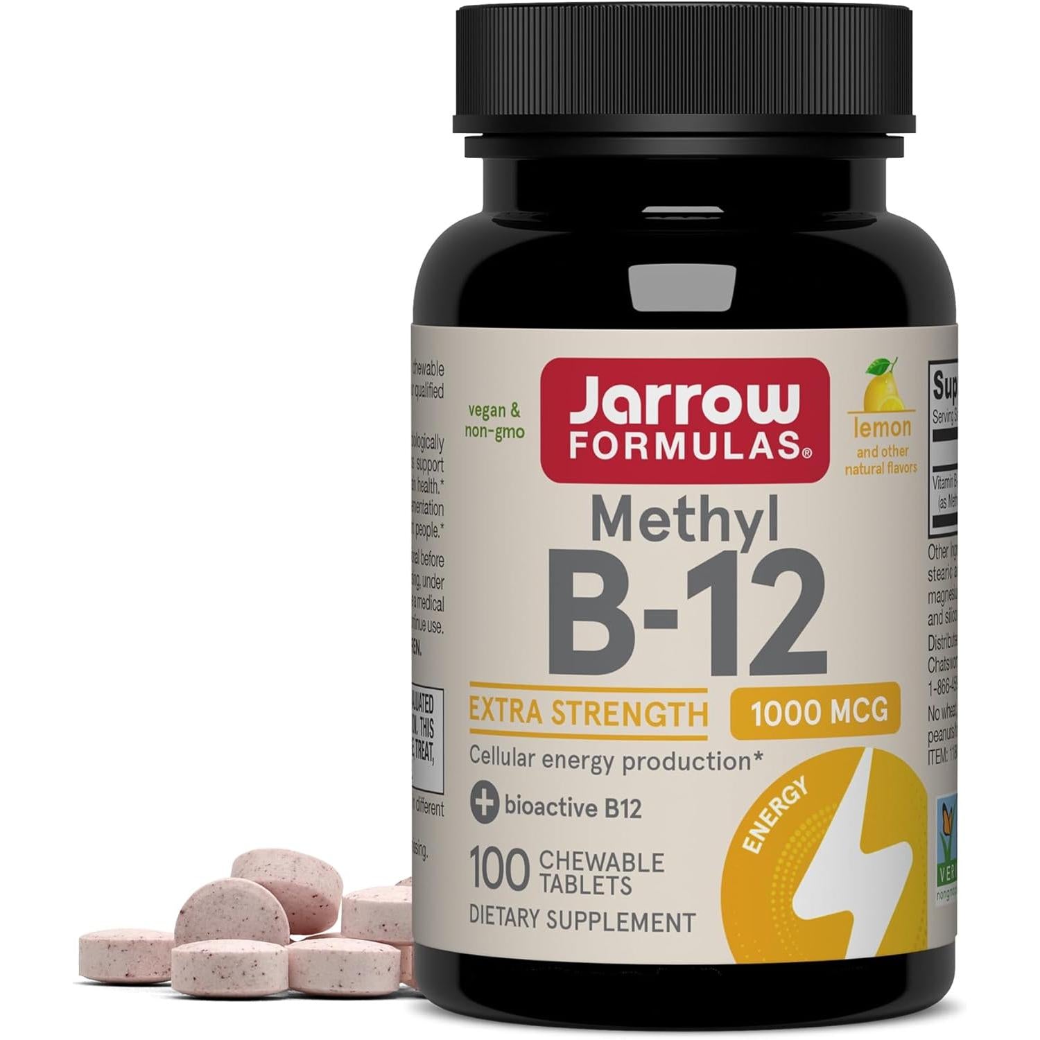 Jarrow Formulas Methyl B-12 - 1000 mcg-100 chewable tablets-N101 Nutrition