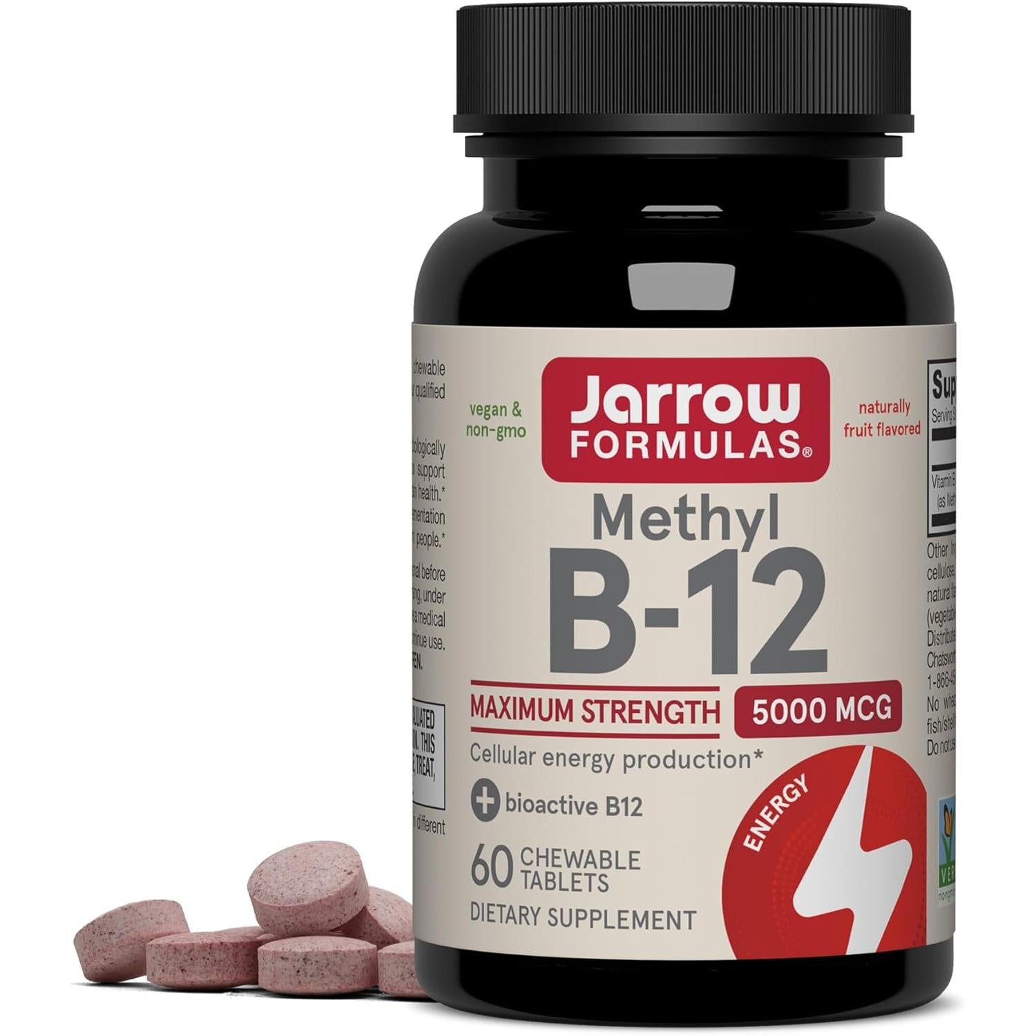 Jarrow Formulas Methyl B-12 - 5000 mcg-60 chewable tablets-N101 Nutrition