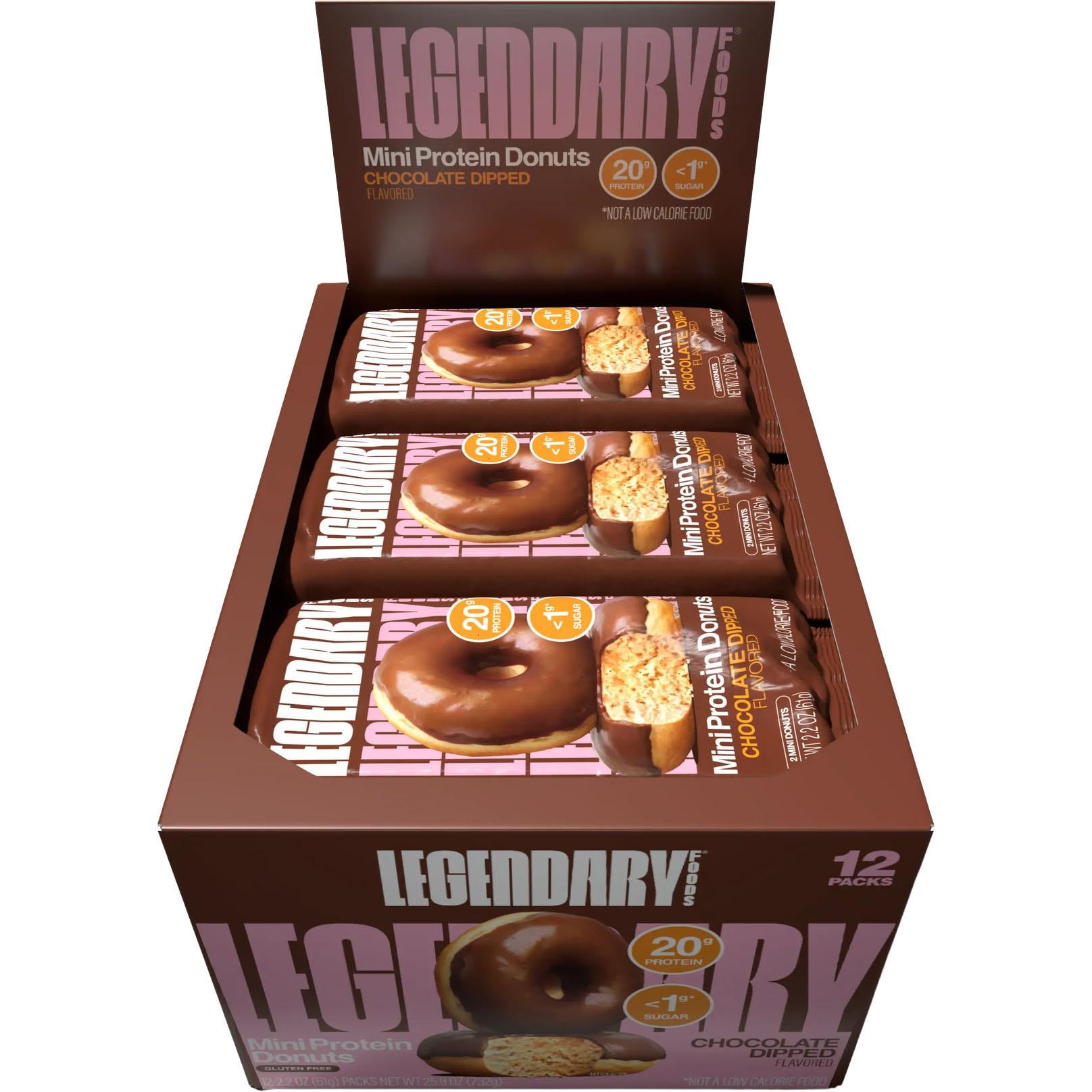 Legendary Protein Donuts-Box (12 packs)-Chocolate Dipped-N101 Nutrition