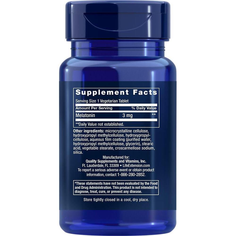 Life Extension Melatonin 6 Hour Timed Release 3 mg-N101 Nutrition