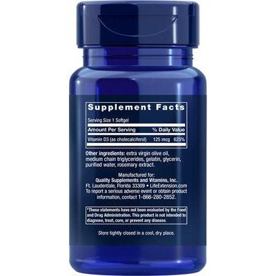 Life Extension Vitamin D3 125 mcg (5000 IU)-N101 Nutrition