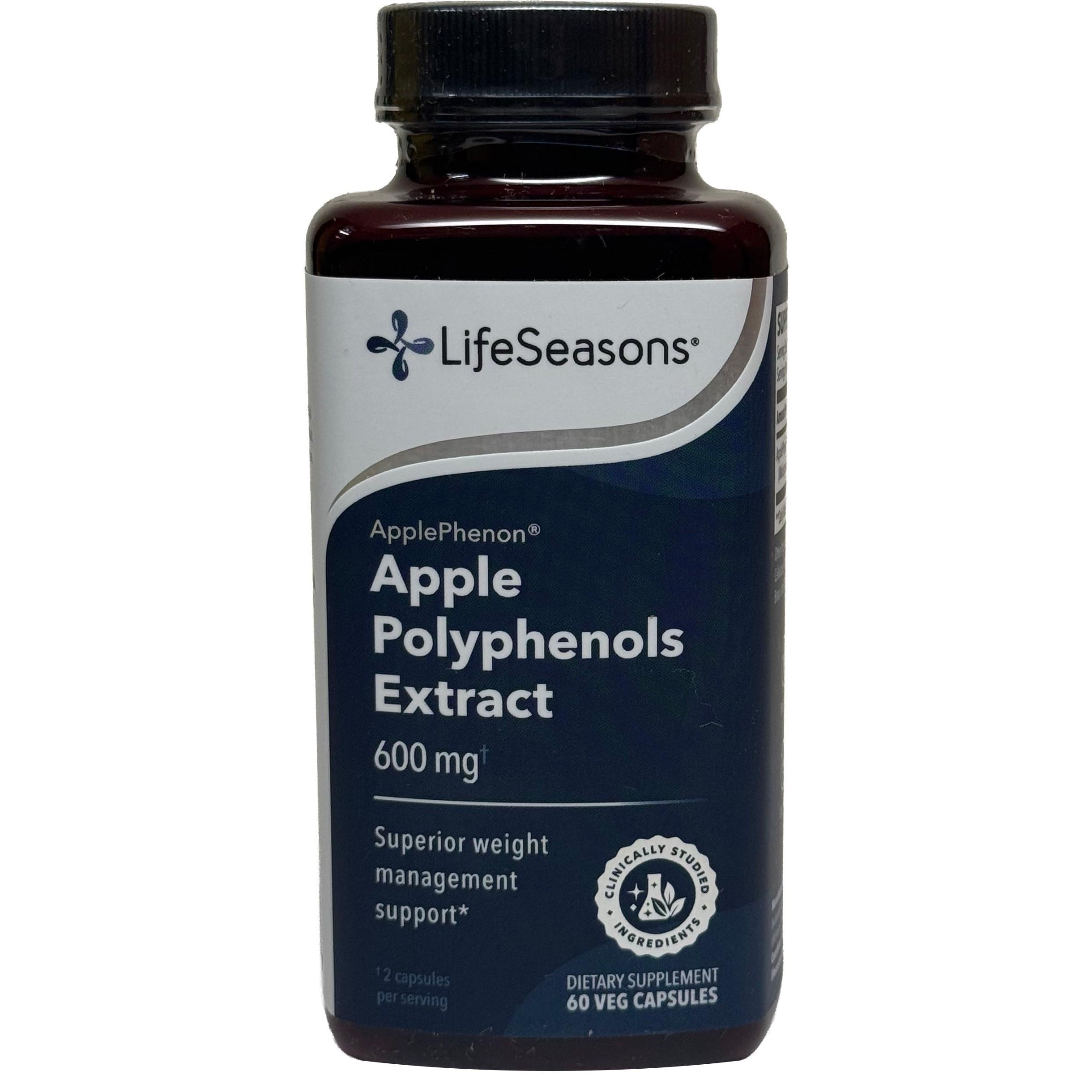 LifeSeasons Apple Polyphenols Extract 600 mg-60 veg capsules-N101 Nutrition