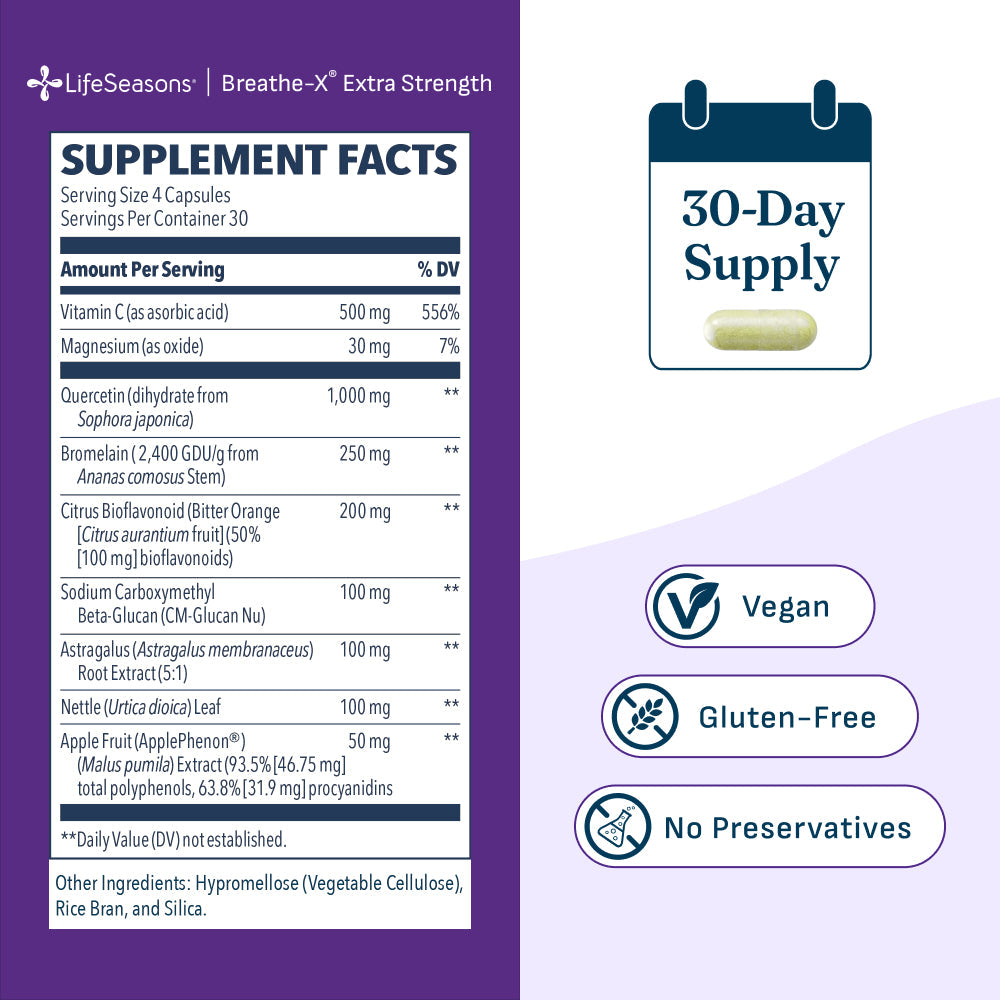 LifeSeasons Breathe-X Extra Strength with Butterbur Extract-N101 Nutrition