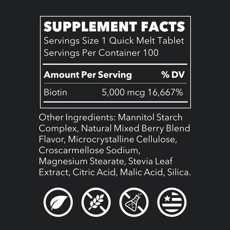 LifeSeasons Essentials Biotin Quick Melts 5,000 mcg-N101 Nutrition
