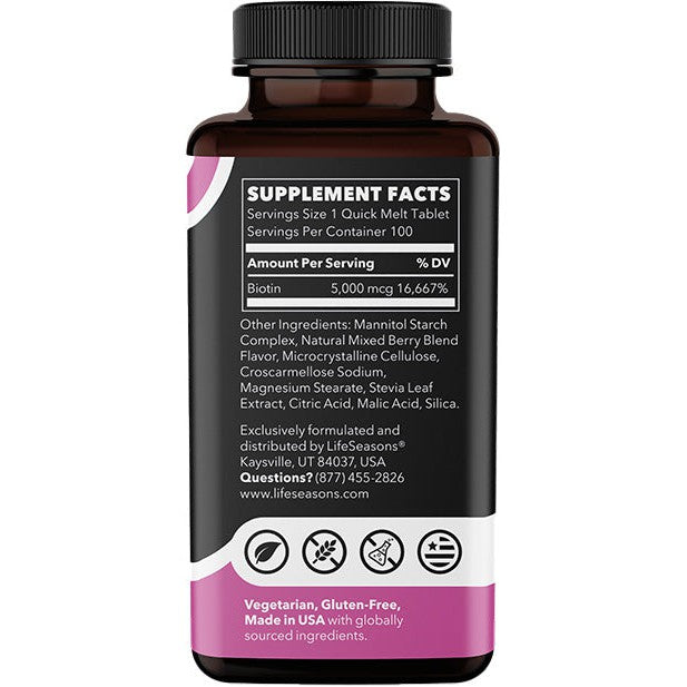 LifeSeasons Essentials Biotin Quick Melts 5,000 mcg-N101 Nutrition