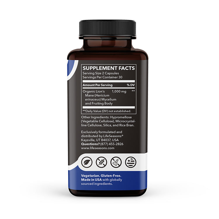 LifeSeasons Essentials Lion’s Mane Mushroom 1000 mg-N101 Nutrition