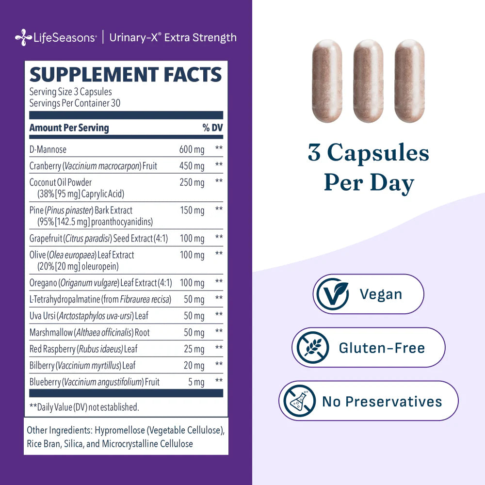 LifeSeasons Urinari-X Extra Strength with Enhanced Comfort-N101 Nutrition
