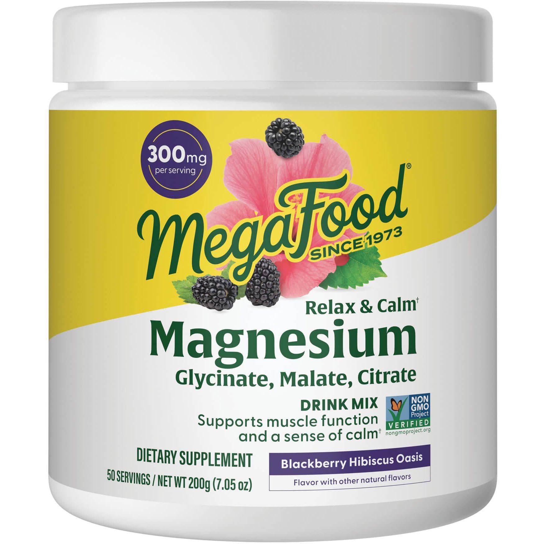 MegaFood Relax & Calm Magnesium Powder-50 servings-Blackberry Hibiscus Oasis-N101 Nutrition