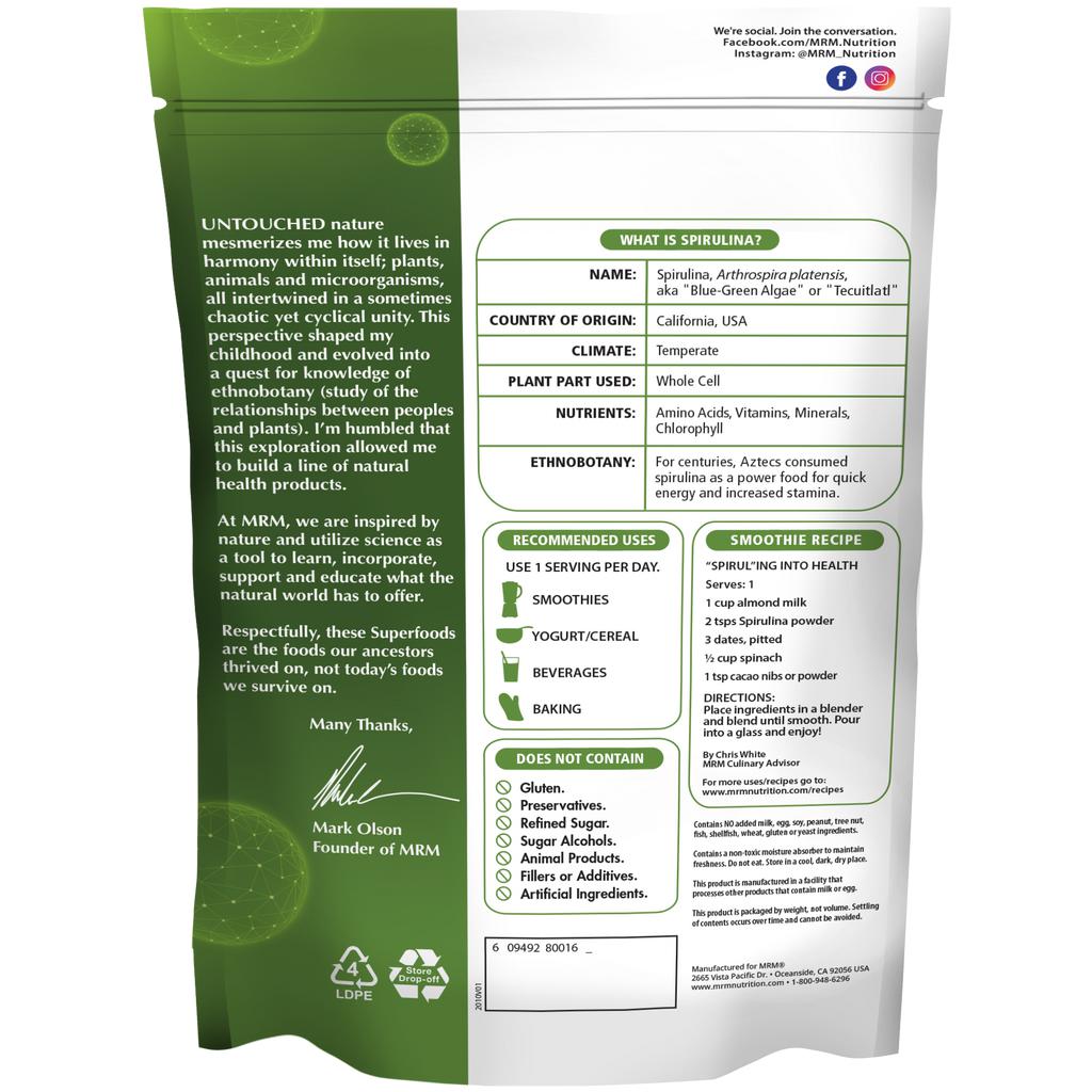 MRM Superfoods RAW Spirulina Powder-N101 Nutrition