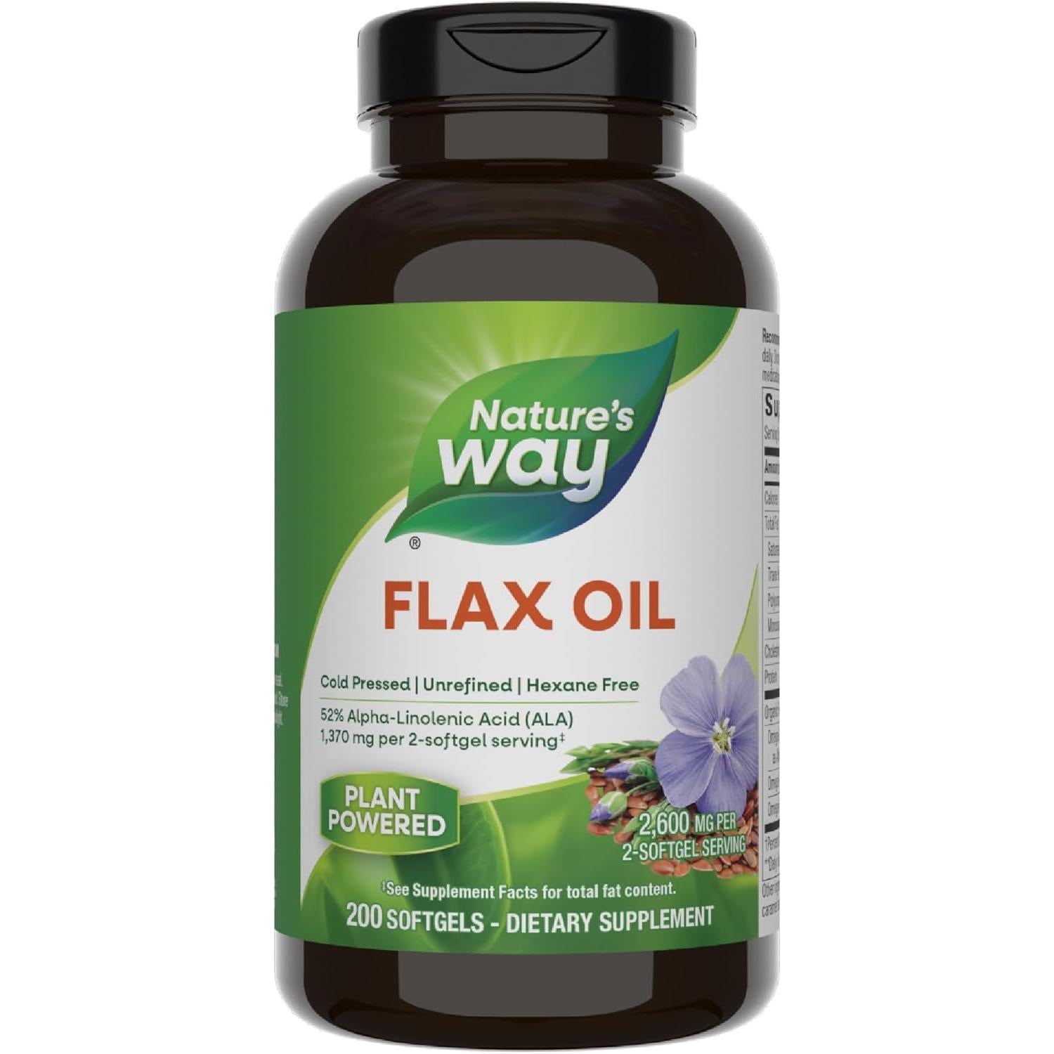 Nature's Way Flax Oil Max Strength-200 softgels-N101 Nutrition