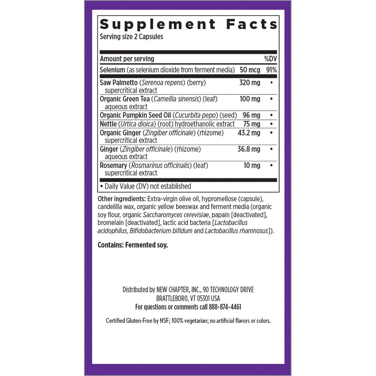 New Chapter Prostate 5LX Saw Palmetto Blend-N101 Nutrition