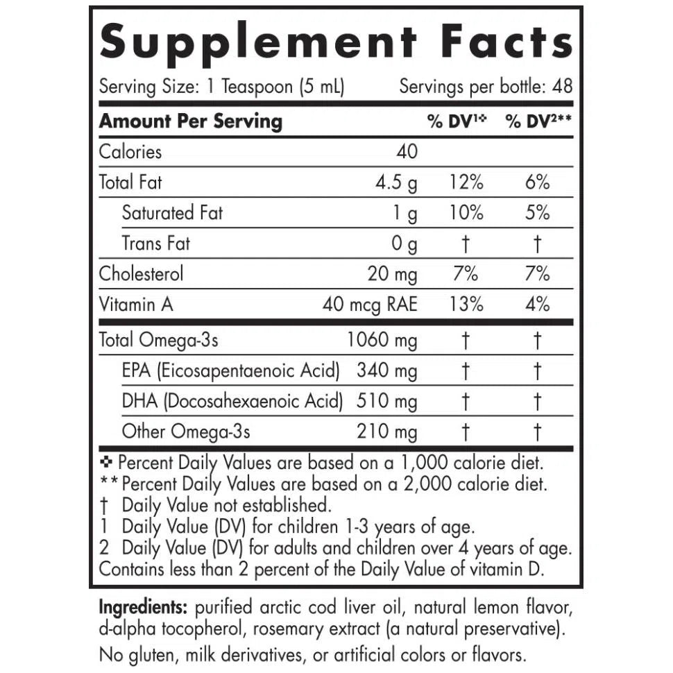 Nordic Naturals Arctic Cod Liver Oil - Lemon-N101 Nutrition