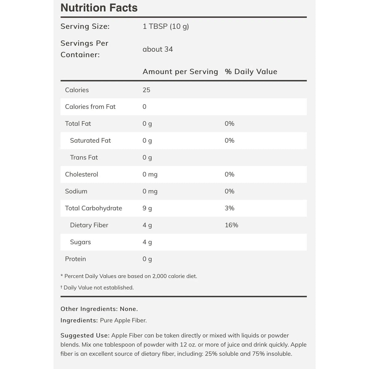 NOW Apple Fiber Powder-N101 Nutrition