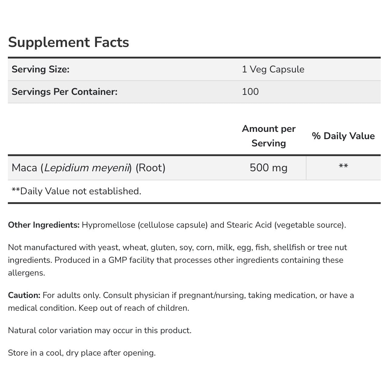 NOW Maca 500 mg-N101 Nutrition