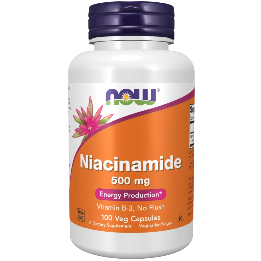 NOW Niacinamide 500 mg-100 veg capsules-N101 Nutrition