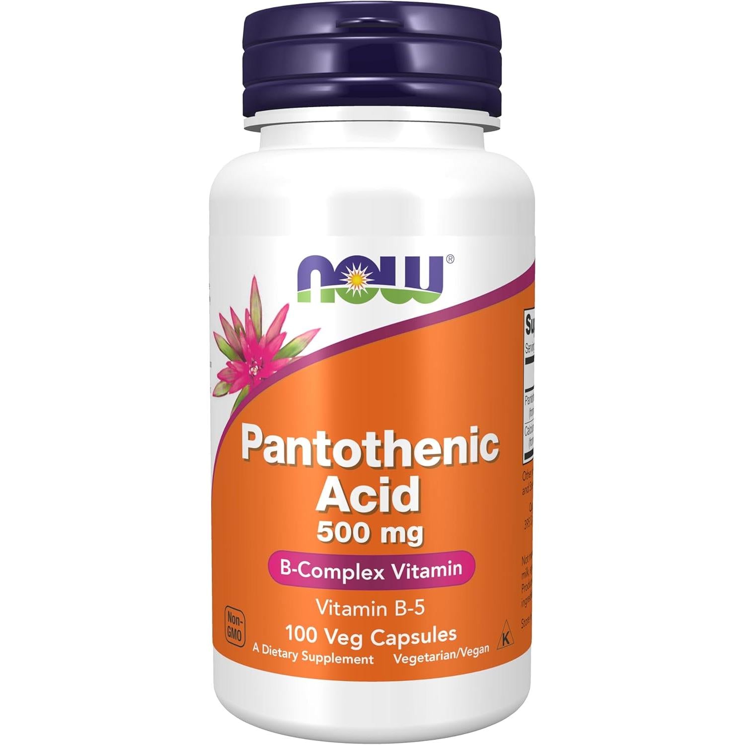 NOW Pantothenic Acid 500 mg-100 Veg Capsules-N101 Nutrition