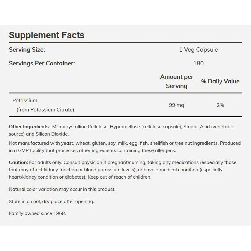 NOW Potassium Citrate 99 mg-N101 Nutrition