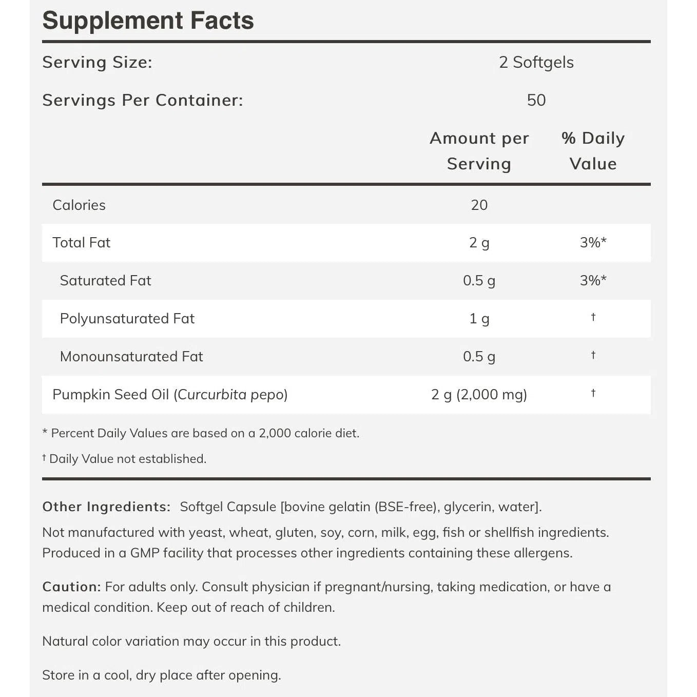 NOW Pumpkin Seed Oil 1000 mg-N101 Nutrition