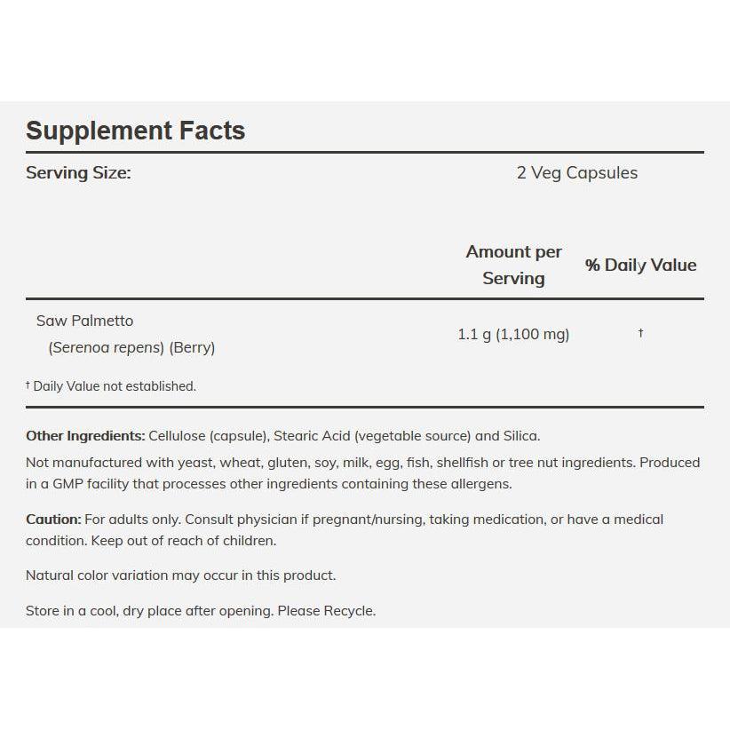NOW Saw Palmetto Berries 550 mg-N101 Nutrition