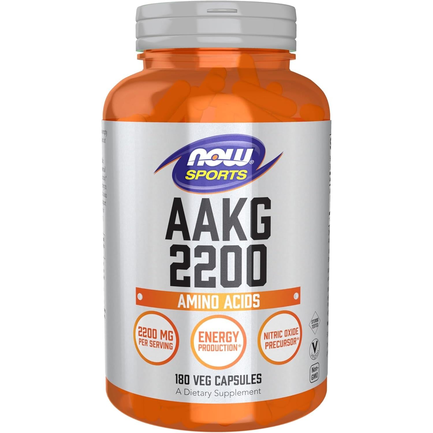NOW Sports AAKG 2200-180 veg capsules-N101 Nutrition