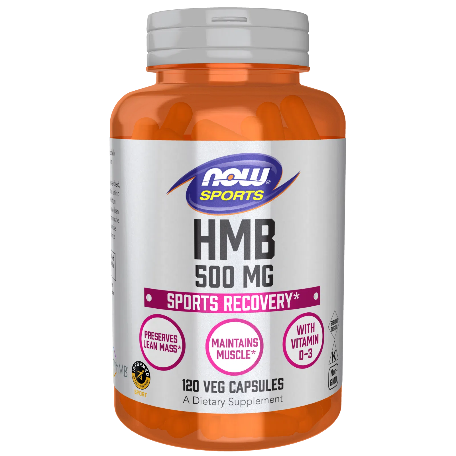 NOW Sports HMB 500 mg-120 veg capsules-N101 Nutrition