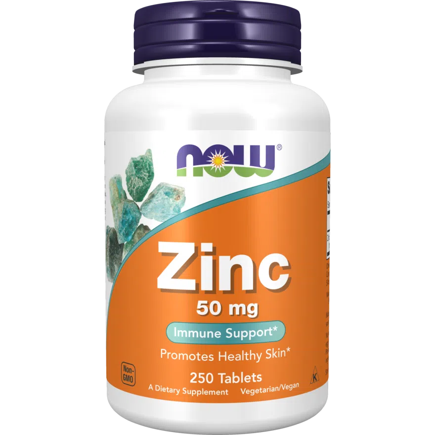 NOW Zinc 50 mg Tablets-250 tablets-N101 Nutrition