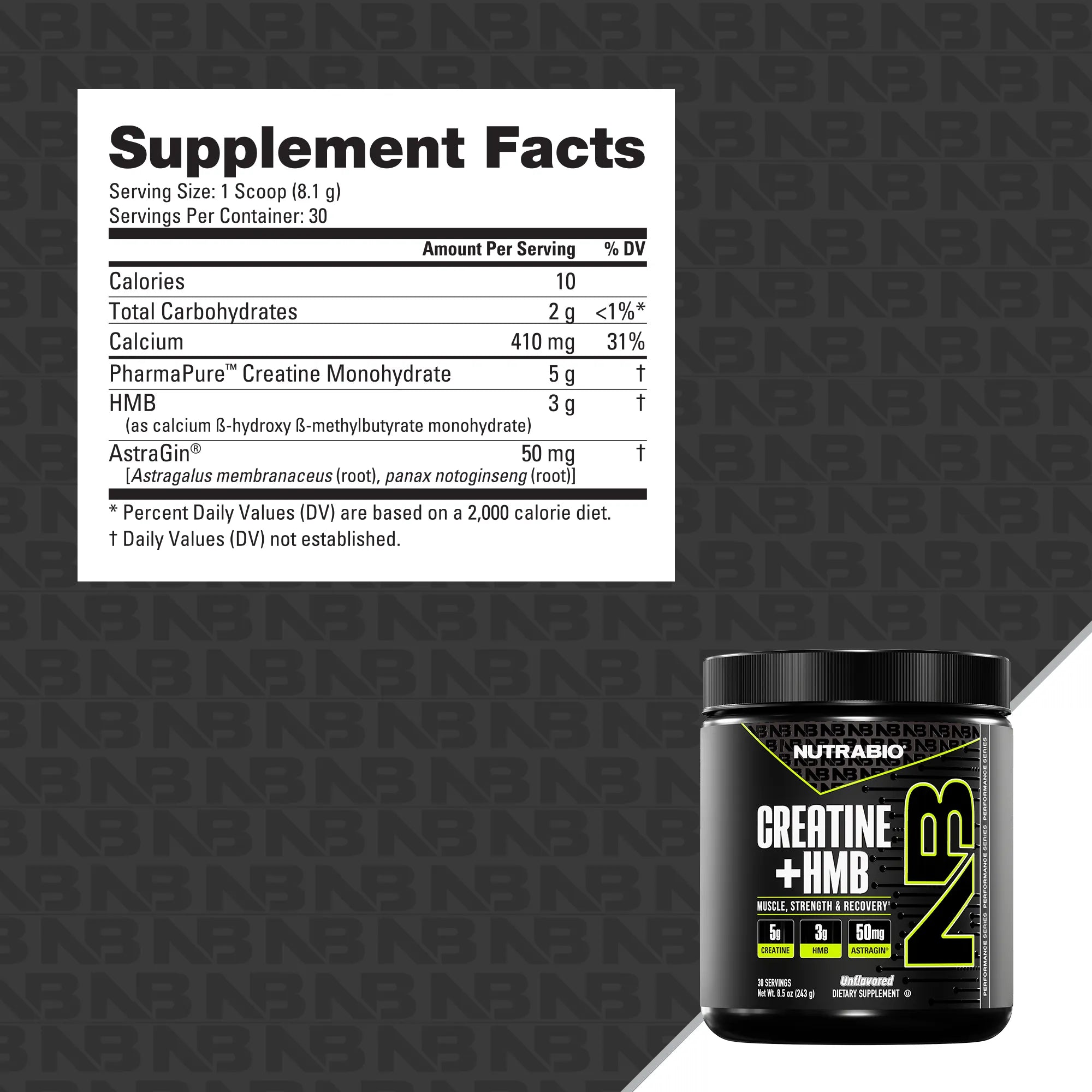 NutraBio Creatine + HMB-N101 Nutrition
