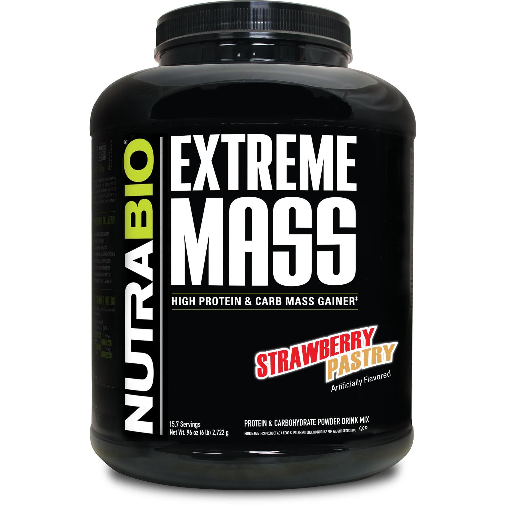 NutraBio Extreme Mass-6 lbs-Strawberry Pastry-N101 Nutrition