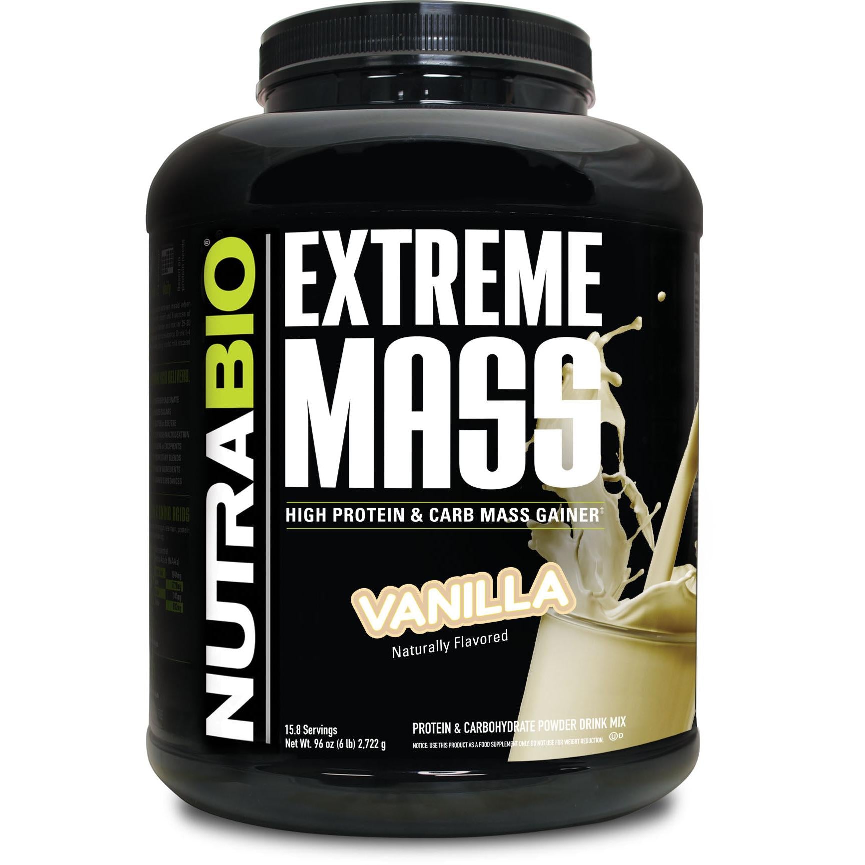 NutraBio Extreme Mass-6 lbs-Vanilla-N101 Nutrition