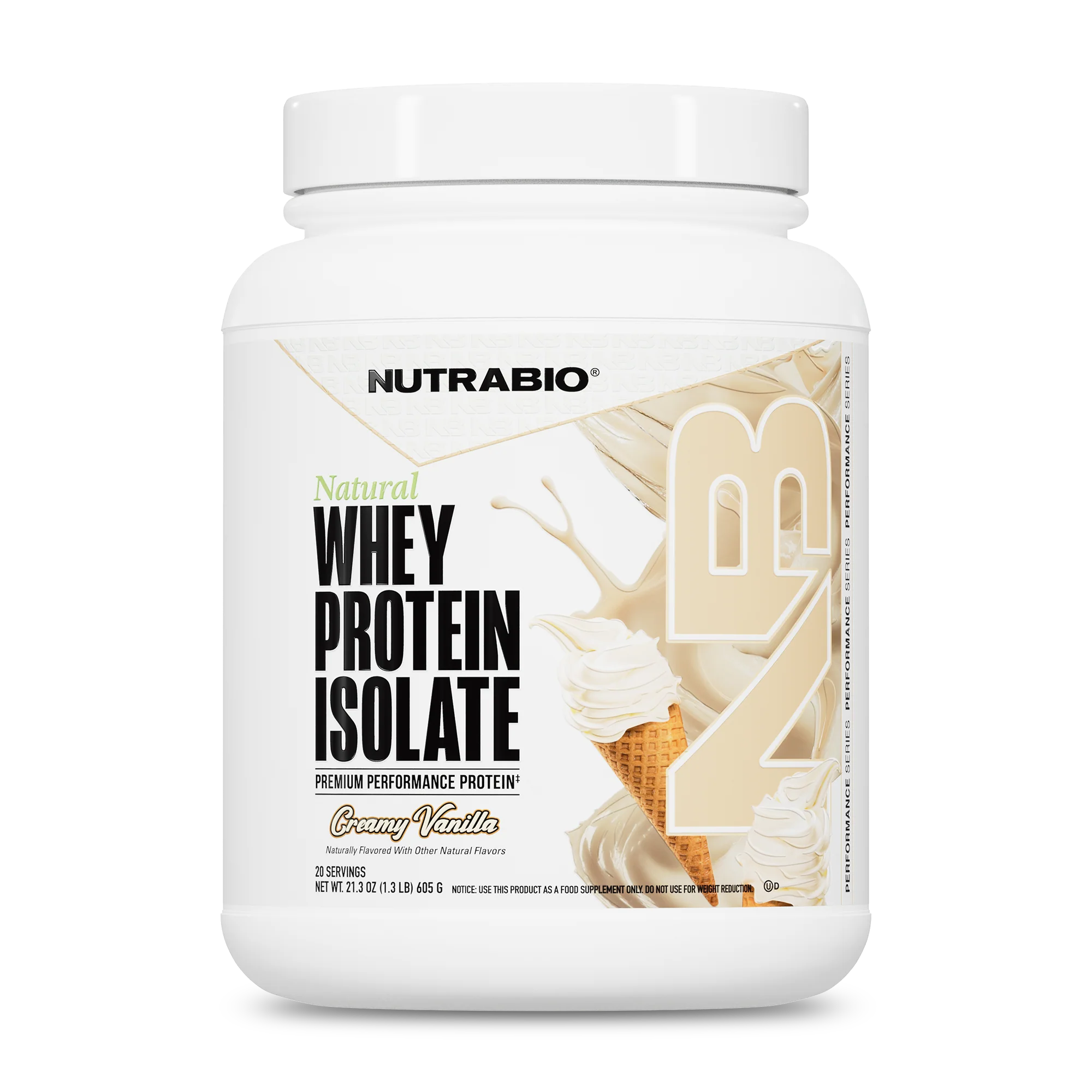 NutraBio Natural Whey Protein Isolate-20 servings-Creamy Vanilla-N101 Nutrition