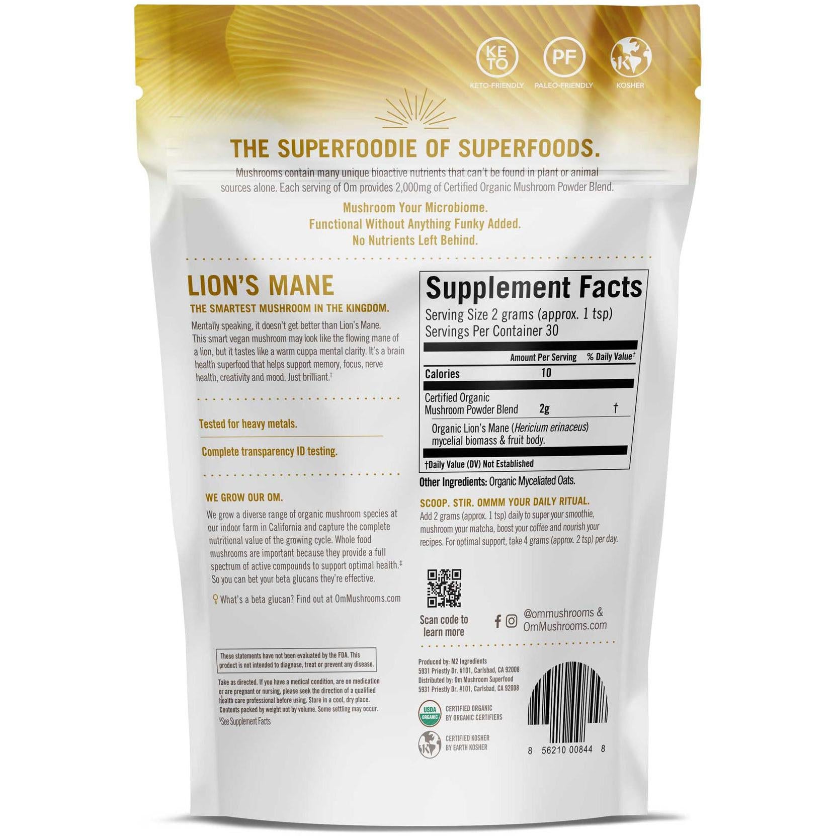 Om Lion's Mane Mushroom Powder-N101 Nutrition