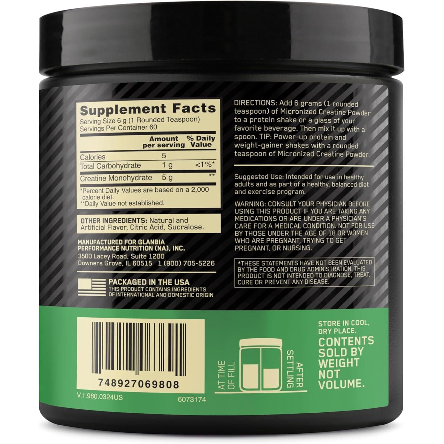 Optimum Nutrition Creatine Powder - Blueberry Lemonade-N101 Nutrition