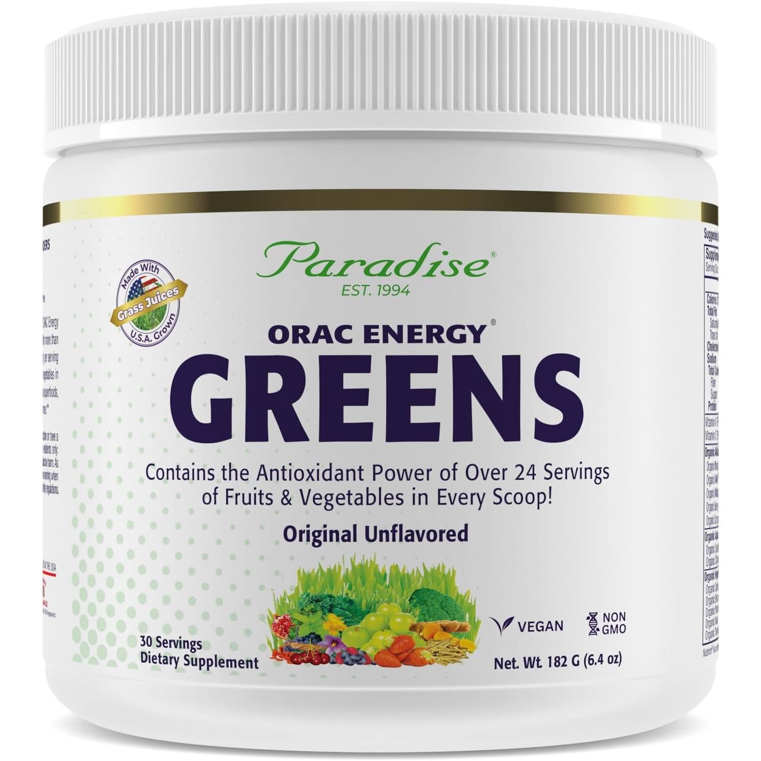Paradise ORAC-Energy Greens-30 servings-Original Unflavored-N101 Nutrition