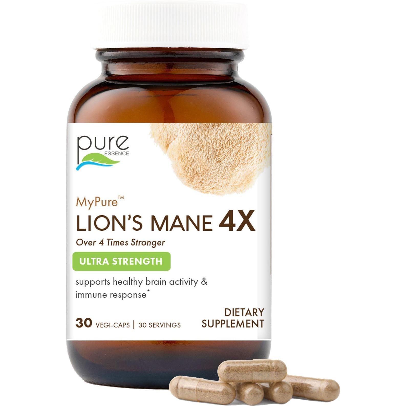 Pure Essence MyPure Lion’s Mane 4X-30 Vegi-Caps-N101 Nutrition