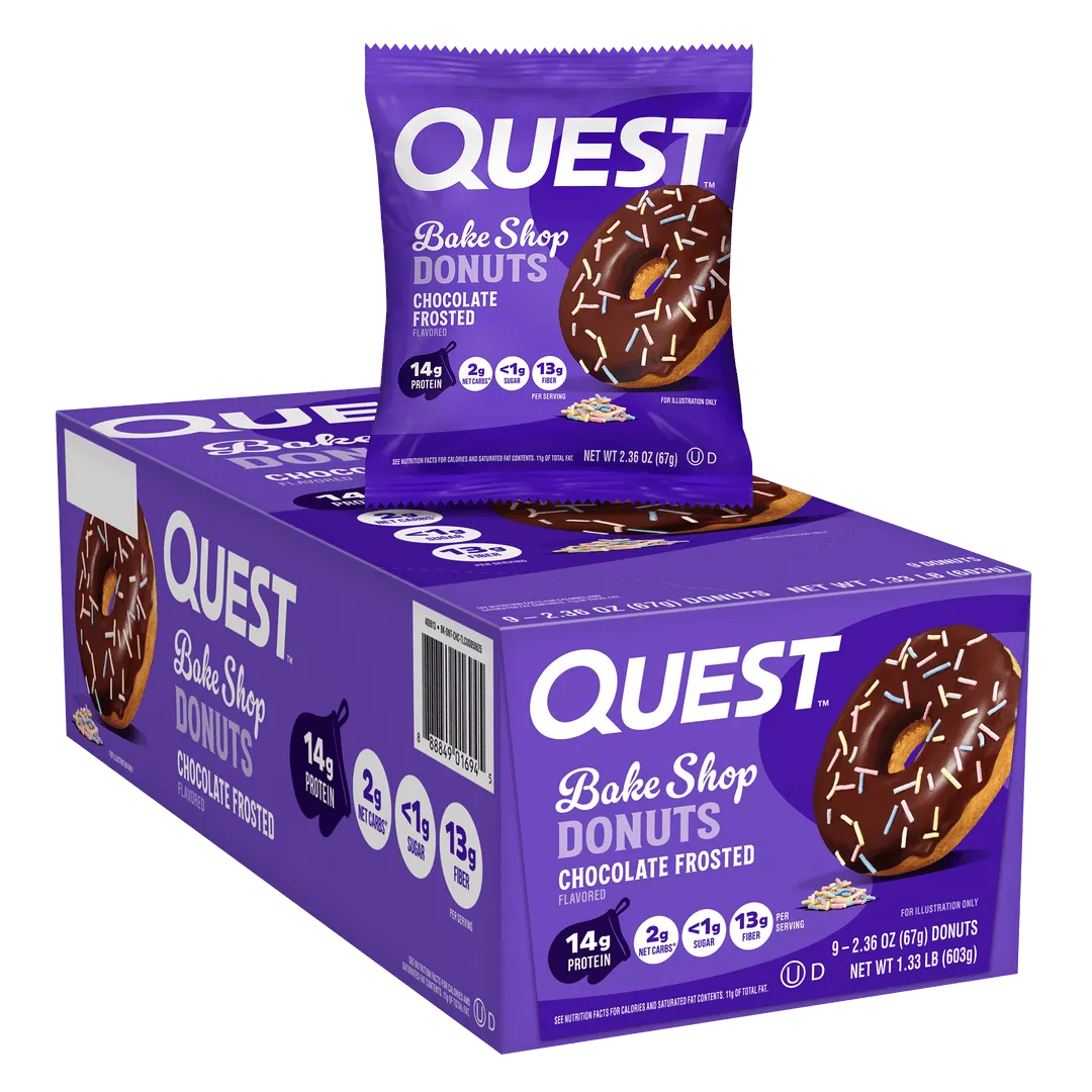 Quest Bake Shop Donuts-Box (9 donuts)-Chocolate Frosted-N101 Nutrition