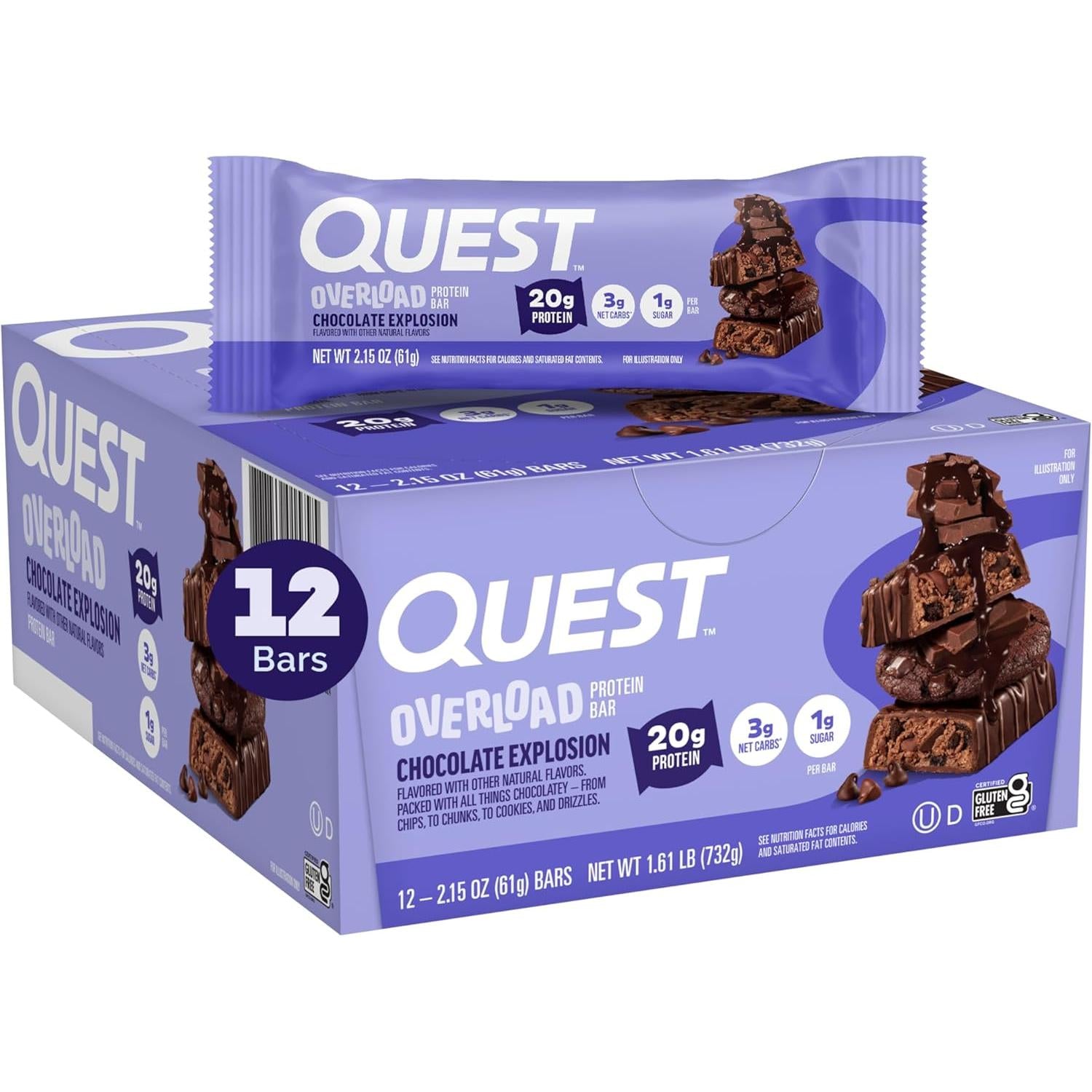 Quest OVERLOAD Bars-Box (12 bars)-Chocolate Explosion-N101 Nutrition