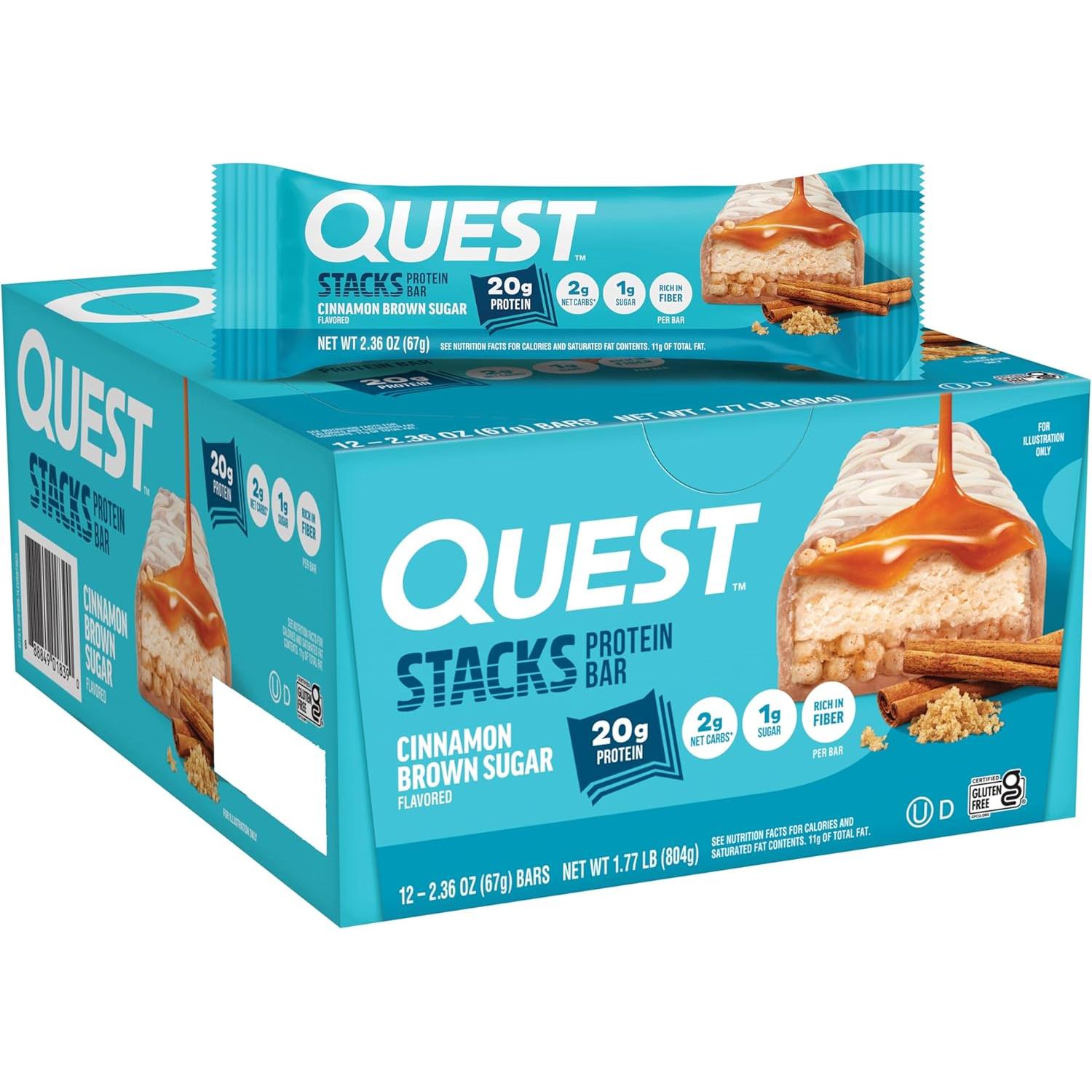 Quest Stacks Protein Bars-Box (12 bars)-Cinnamon Brown Sugar-N101 Nutrition