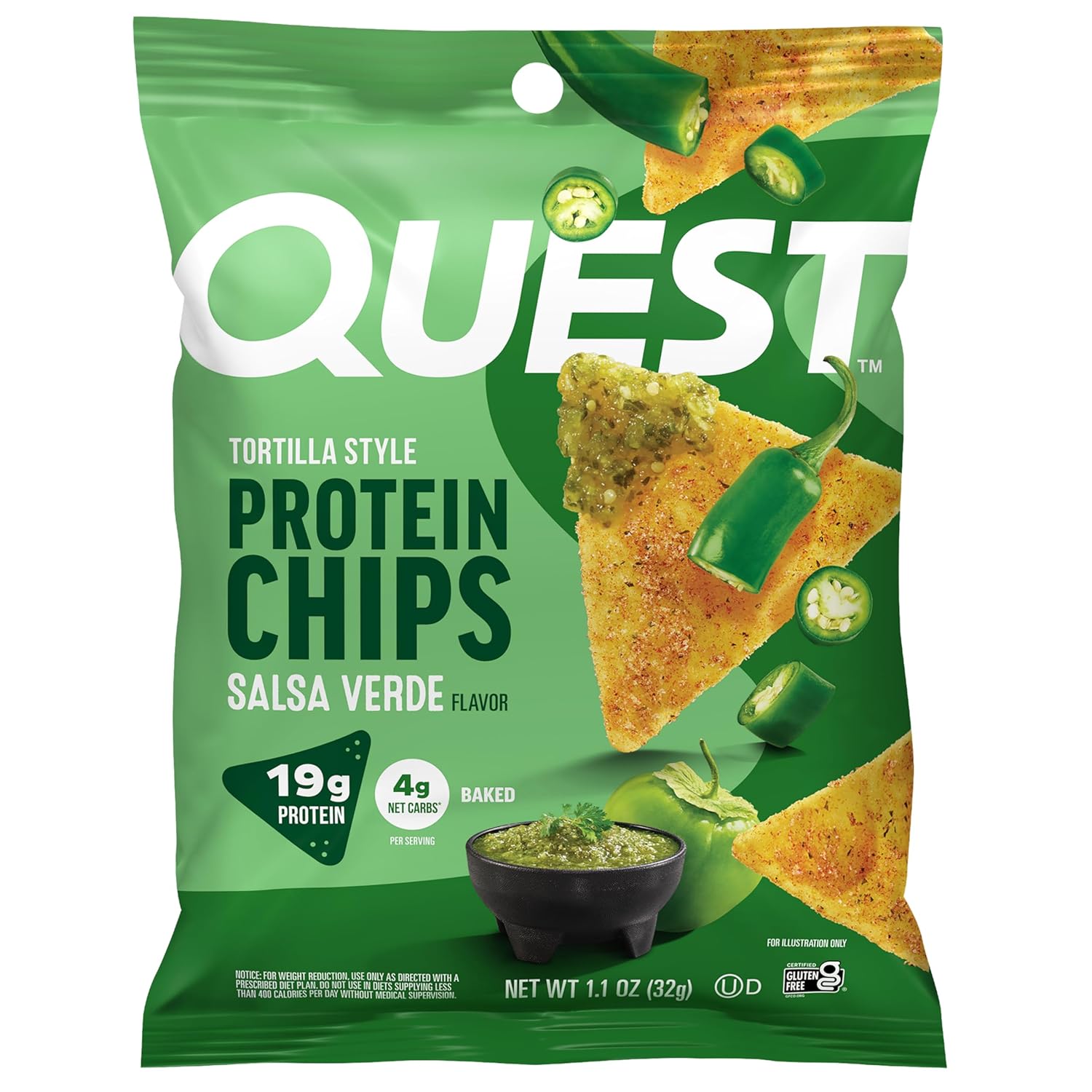 Quest Tortilla Style Protein Chips-Single Bag-Salsa Verde-N101 Nutrition