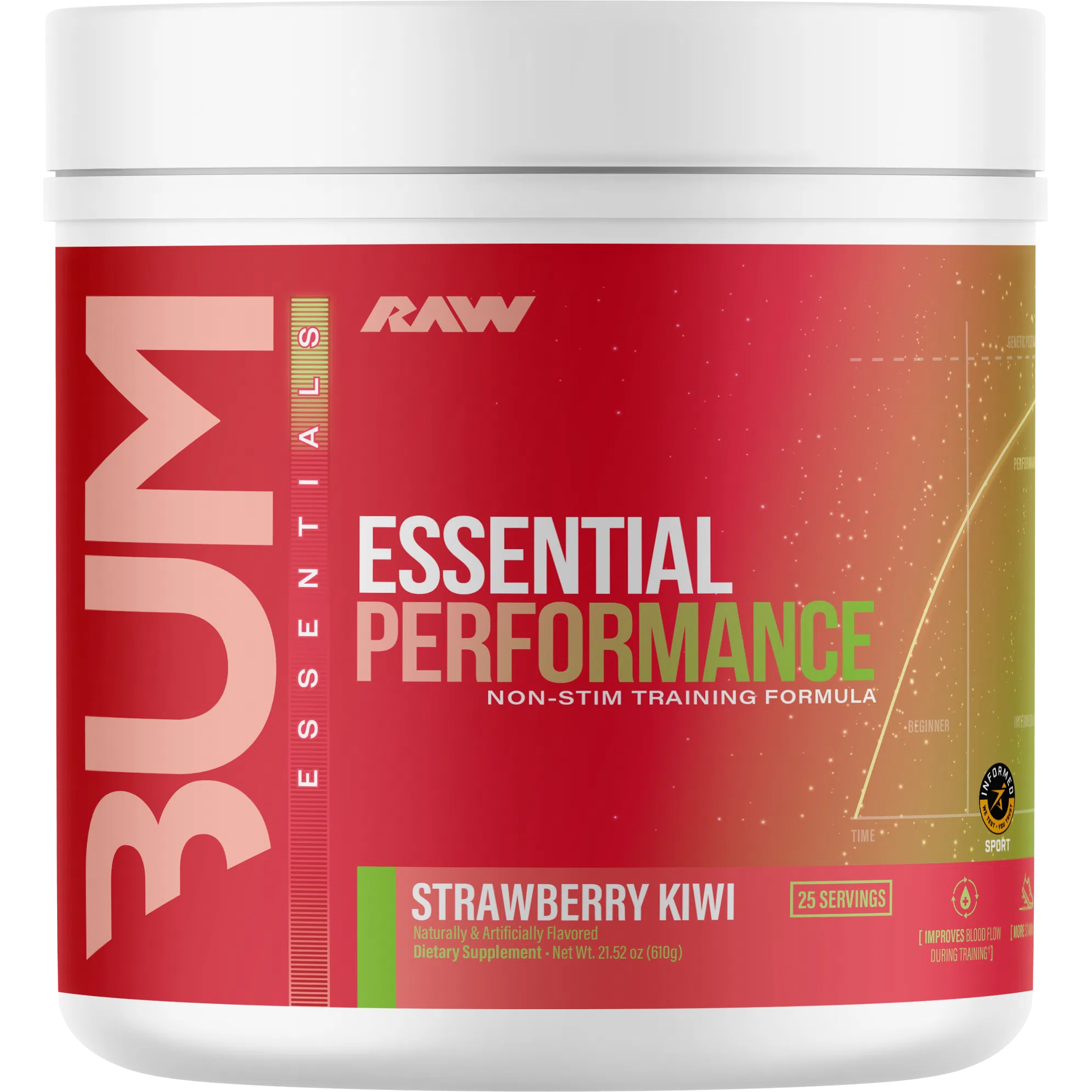 RAW Nutrition CBUM Essential Performance Non-Stim Training Formula-25 servings-Strawberry Kiwi-N101 Nutrition