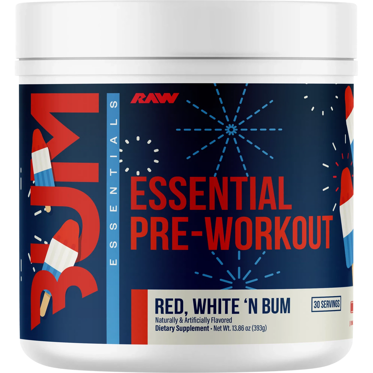 RAW Nutrition CBUM Essential Pre-Workout-30 servings-Red, White 'N BUM-N101 Nutrition
