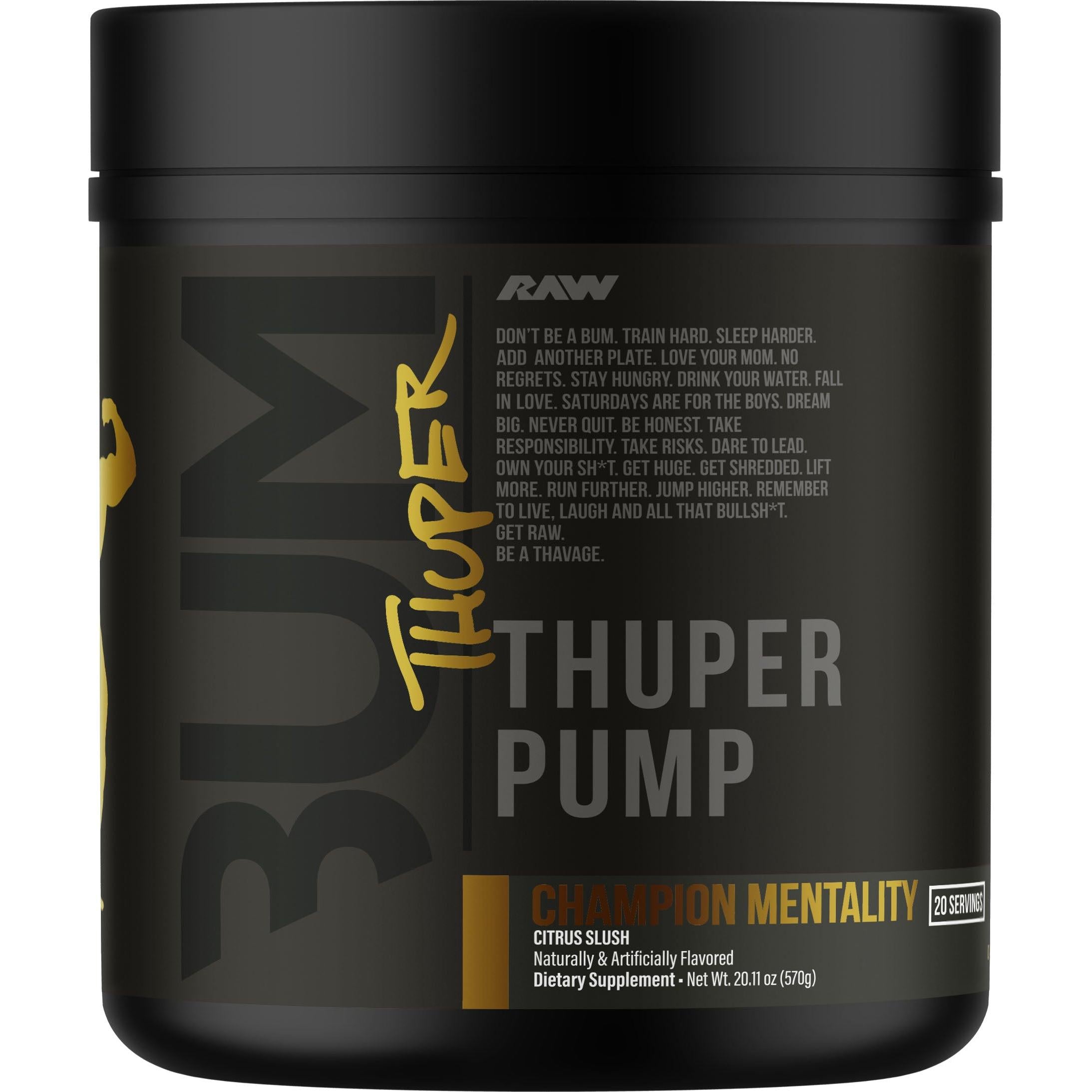 RAW Nutrition CBUM Thuper Pump-20 servings-Champion Mentality (Citrus Slush)-N101 Nutrition