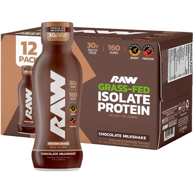 RAW Nutrition Grass-Fed Isolate Protein RTD-1 case (12 bottles)-Chocolate Milkshake-N101 Nutrition