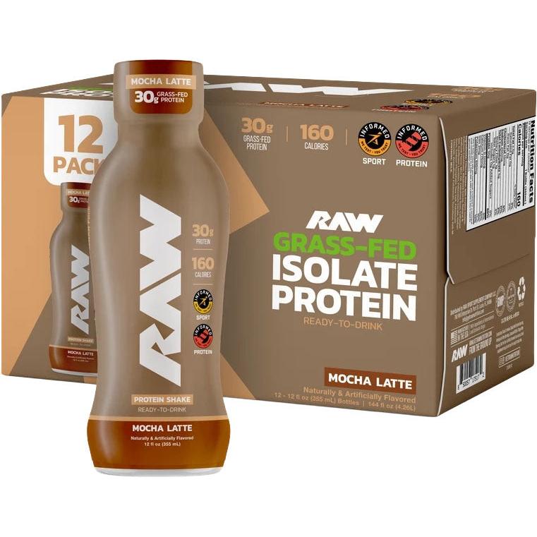 RAW Nutrition Grass-Fed Isolate Protein RTD-1 case (12 bottles)-Mocha Latte-N101 Nutrition