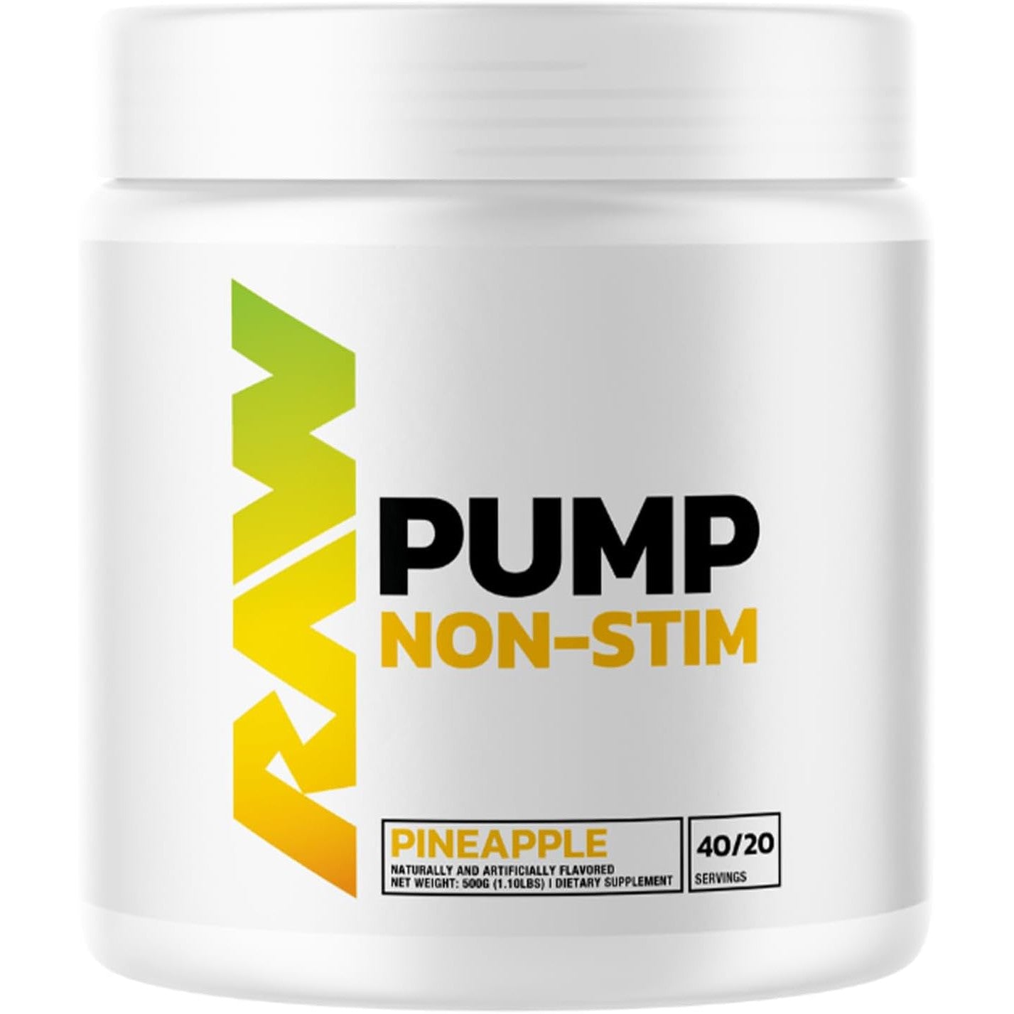 RAW Nutrition Pump Non-Stim-40/20 servings (470 g)-Pineapple-N101 Nutrition