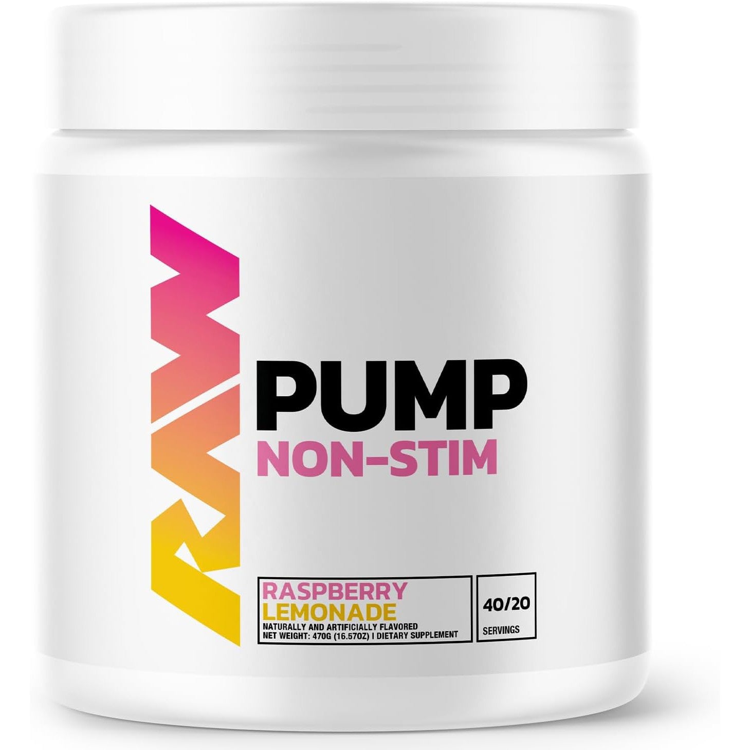 RAW Nutrition Pump Non-Stim-40/20 servings (470 g)-Raspberry Lemonade-N101 Nutrition
