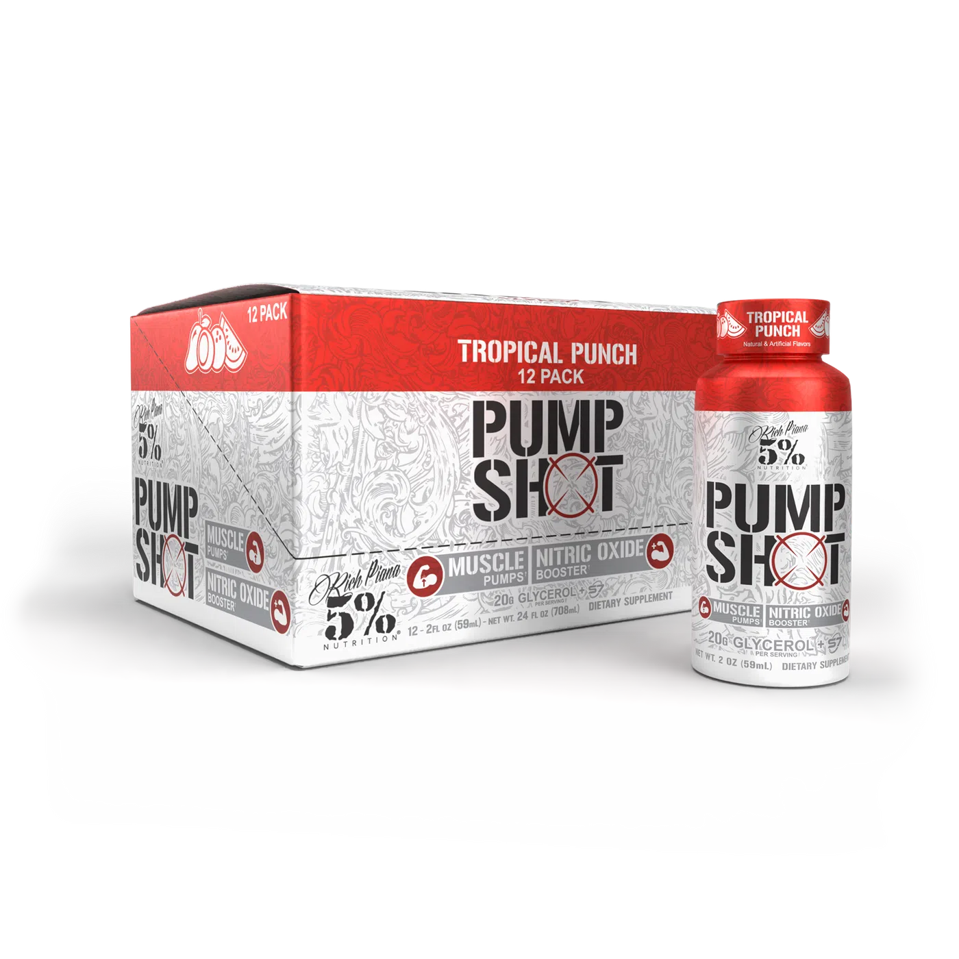 Rich Piana 5% Nutrition Pump Shot-Case (12 shots)-Tropical Punch-N101 Nutrition
