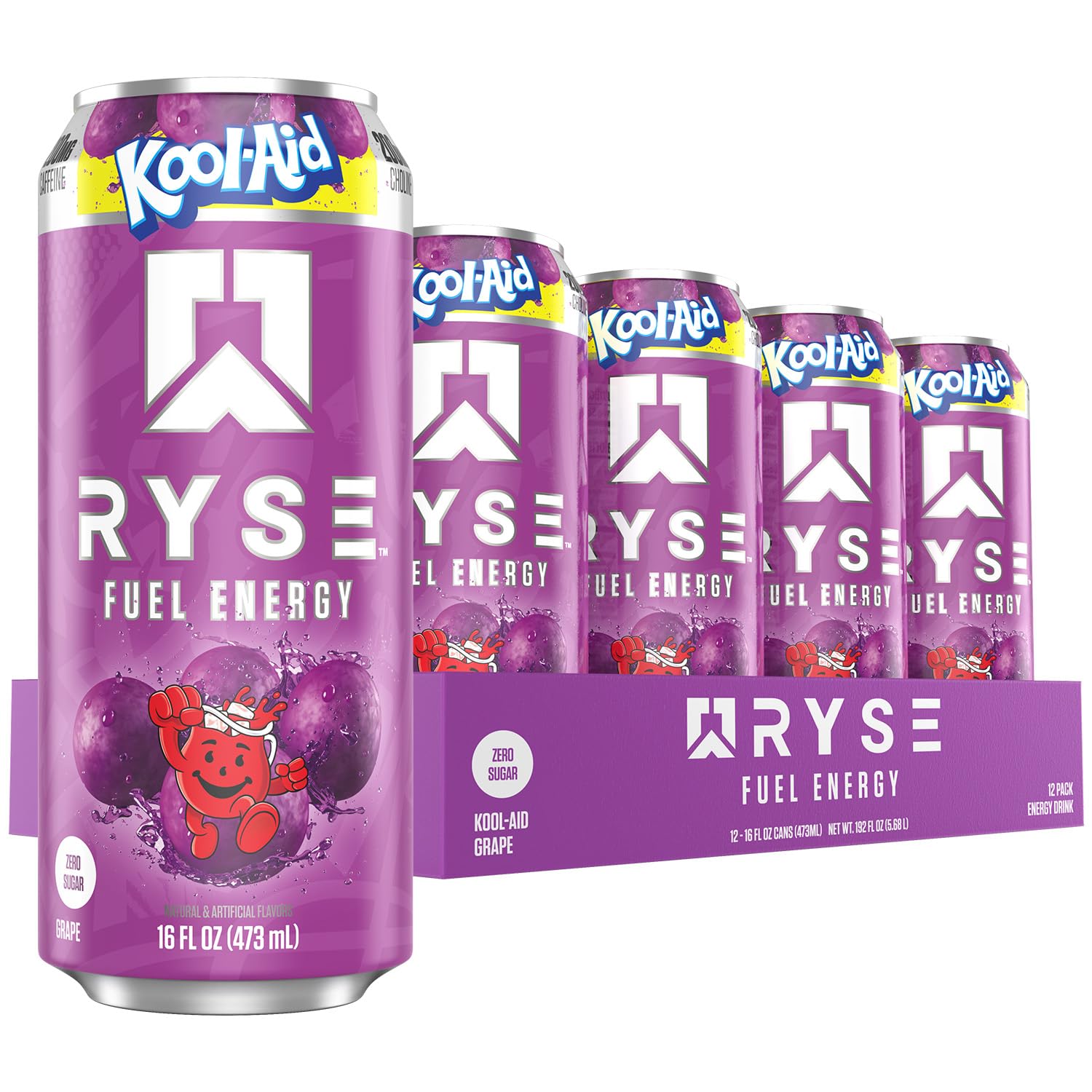 RYSE Fuel Energy Drink-Case (12 Cans)-Kool-Aid Grape-N101 Nutrition