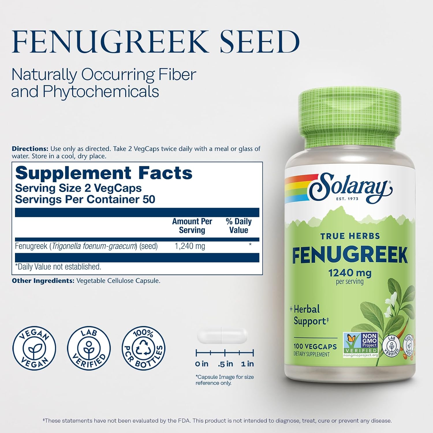 Solaray Fenugreek Seed 1240 mg-N101 Nutrition