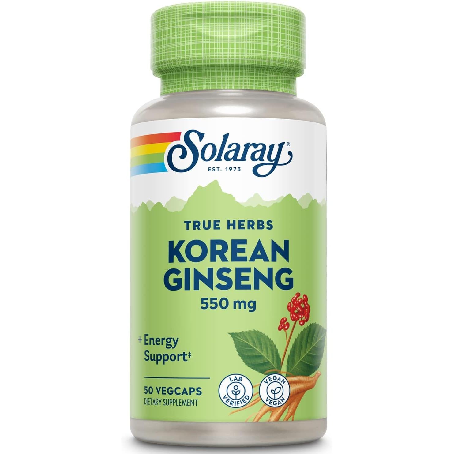 Solaray Korean Ginseng Root 550 mg-50 vegcaps-N101 Nutrition