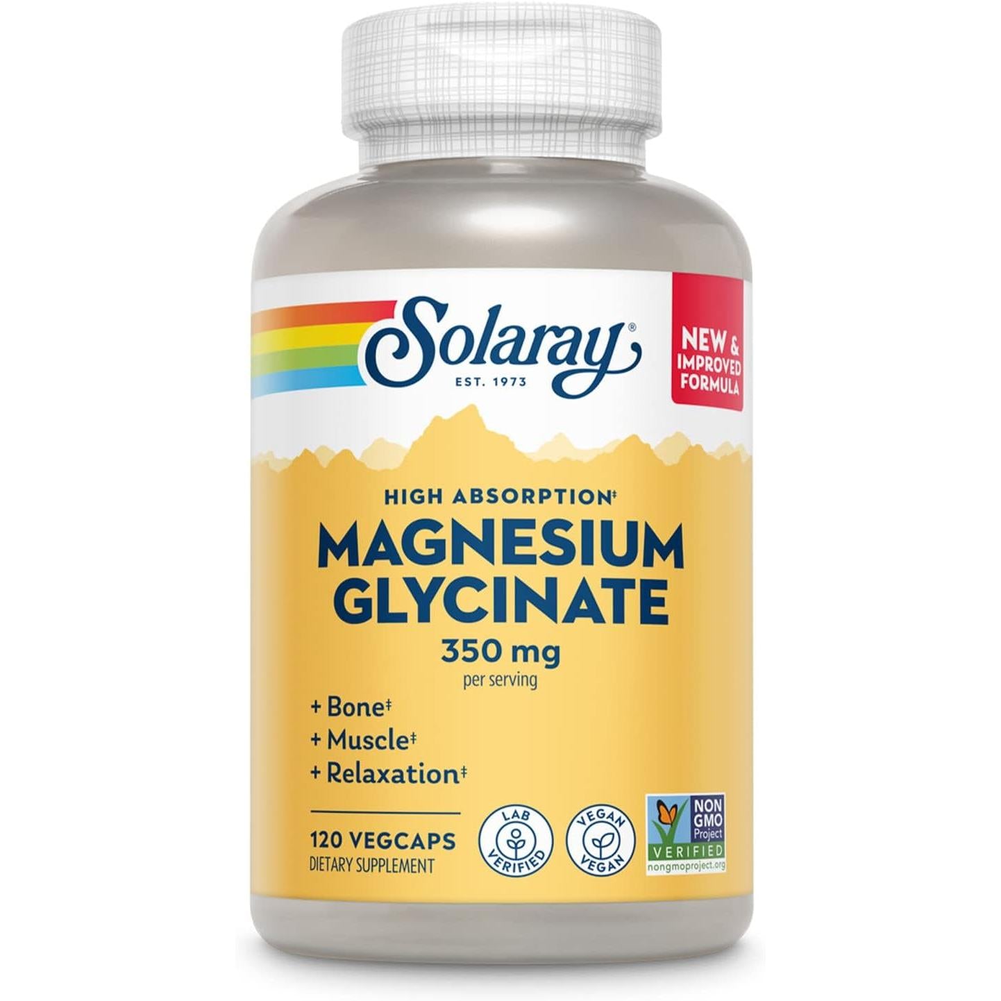 Solaray Magnesium Glycinate 350 mg-120 VegCaps-N101 Nutrition